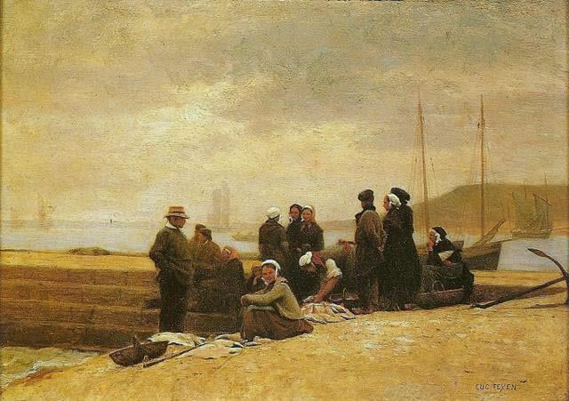 Jacques-Eugene Feyen Women and fishermen waiting for the boat